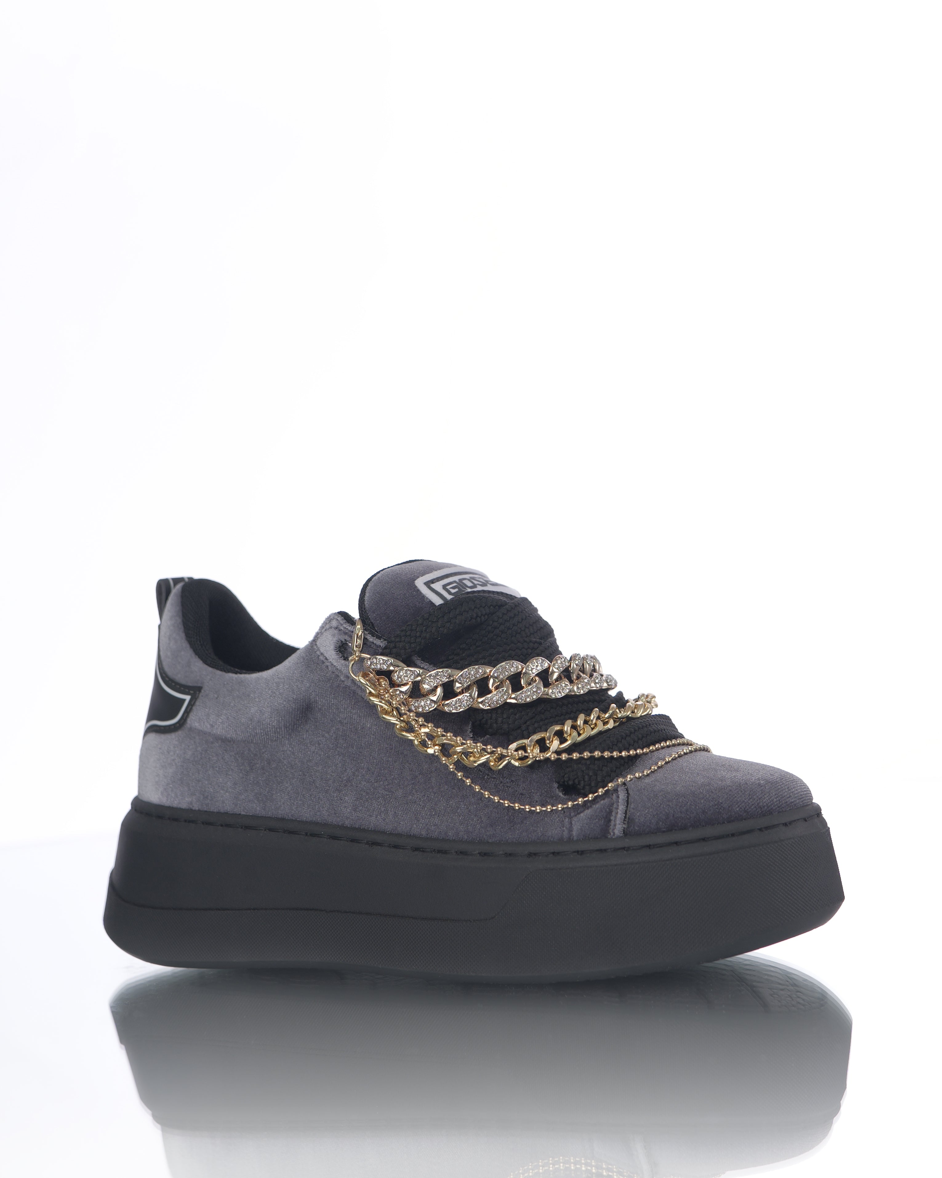 Collier en velours gris