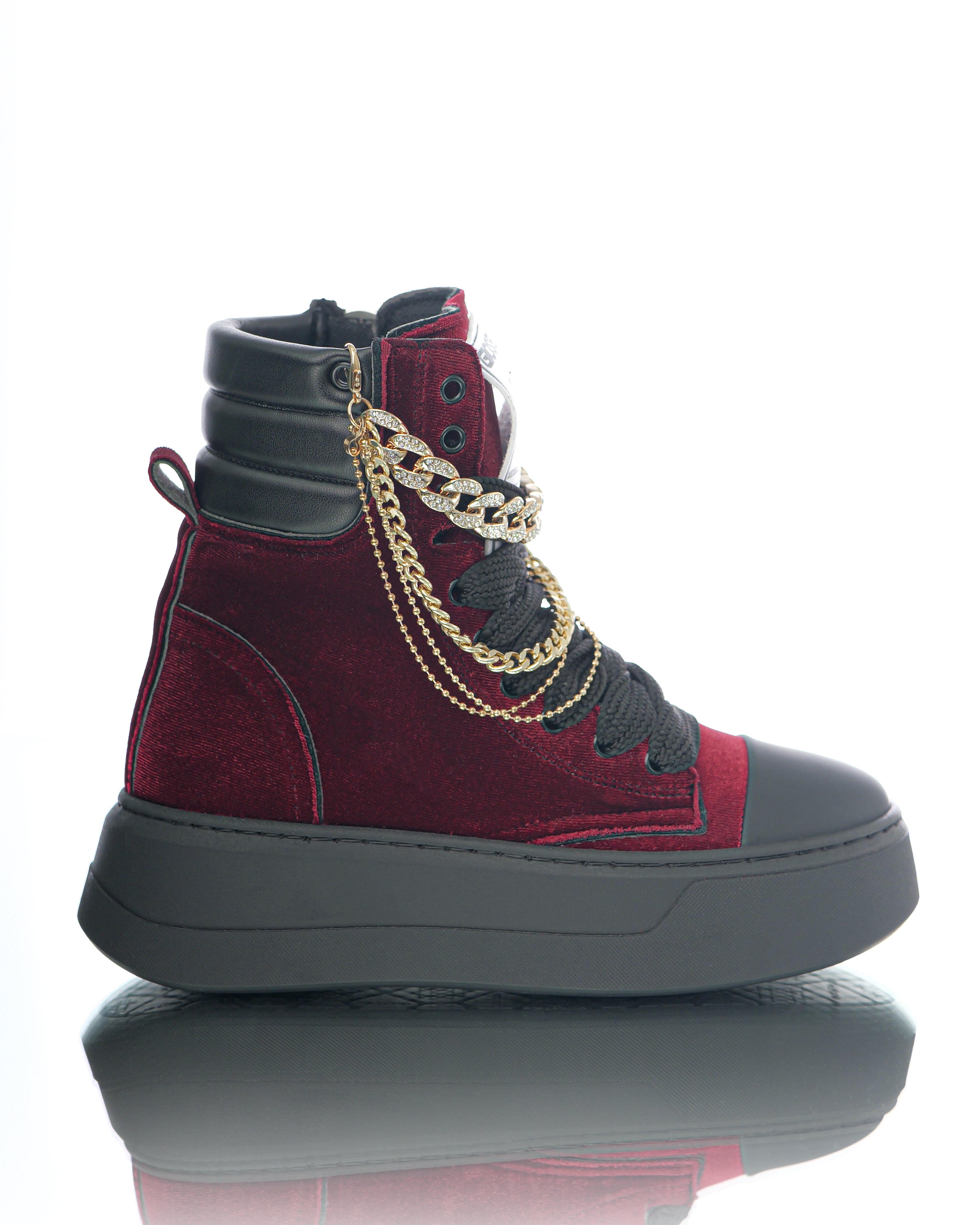 Collier Nit-up Velours Bordeaux