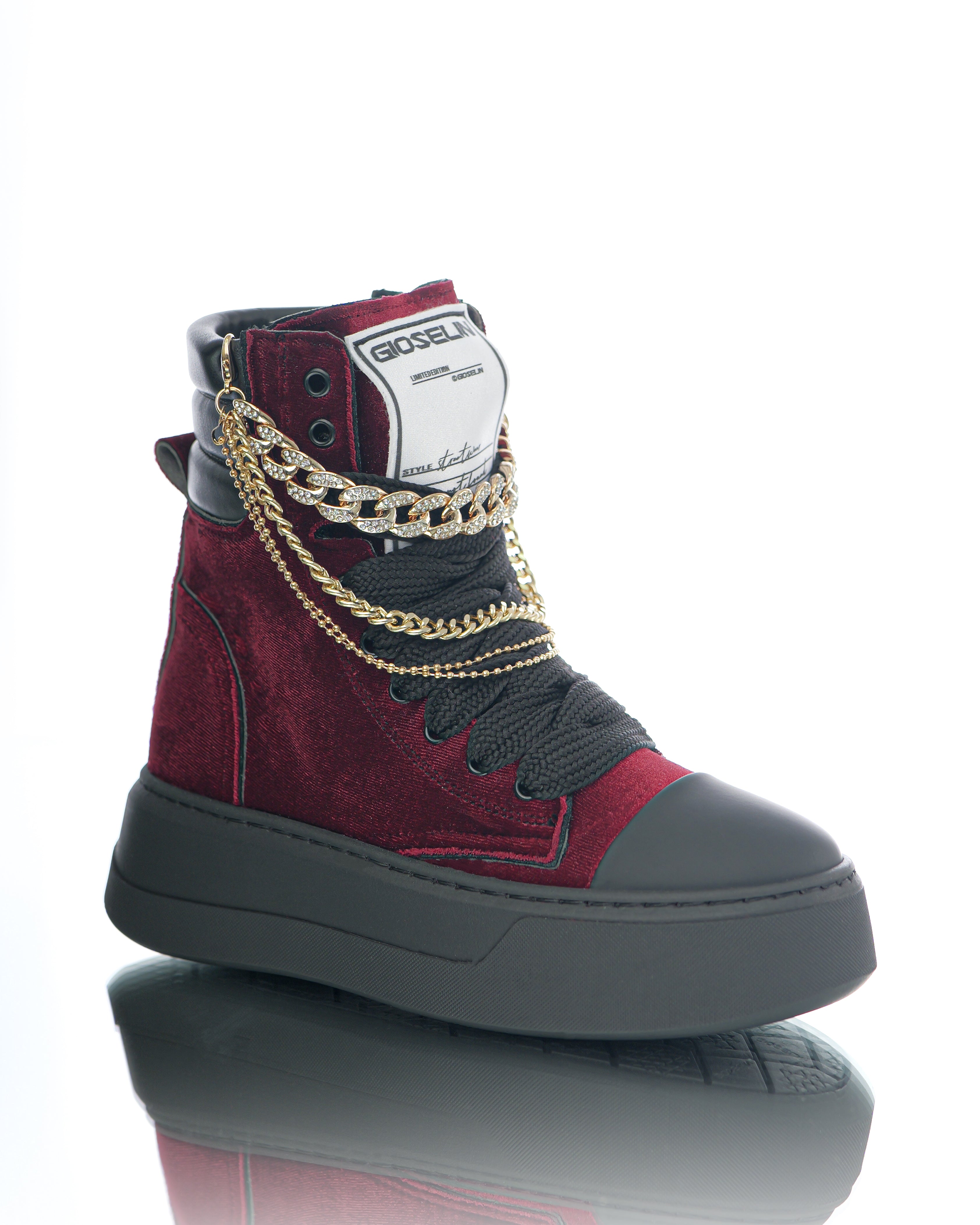 Collier Nit-up Velours Bordeaux