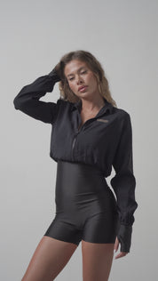 Giacca Crop Nera in Cotone